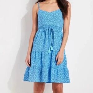 Vineyard Vines | Tile Printed Tiered Dress Women's Blue Ocean Breeze Size 10